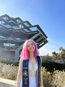 Mikaela in front of Geisel Library