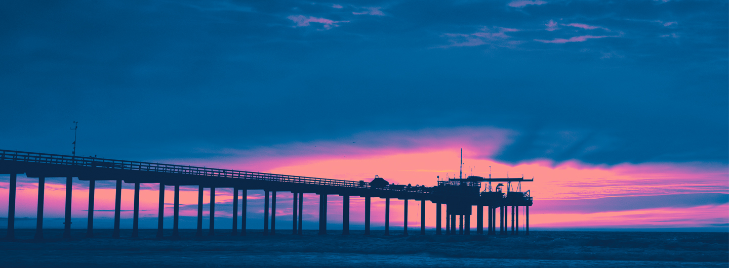 Scripps pier with blue/magenta color treatment