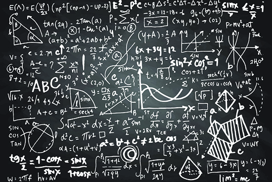 math chalkboard with equations