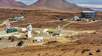 Wide view of the Simons Array site in the Atacama region of Chile. Photo courtesy of the UC San Diego Cosmology Lab
