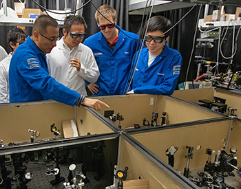 Wei Xiong and students in the lab